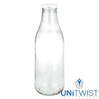 Bild 1000ml Glasflasche + BioSeal Deckel weiss UNiTWIST