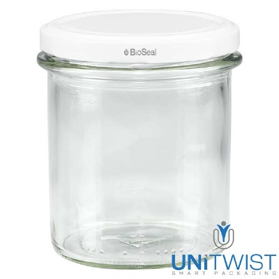 Bild 350ml Sturzglas mit BioSeal Deckel weiss UNiTWIST
